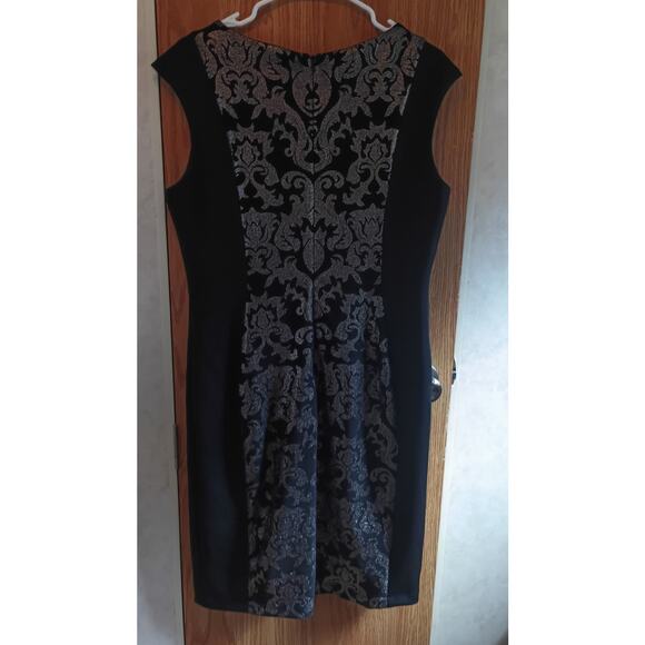 Jax Black Label Metallic Jacquard Sleeveless Sheath Dress Plus 14 Evening - Picture 4 of 9